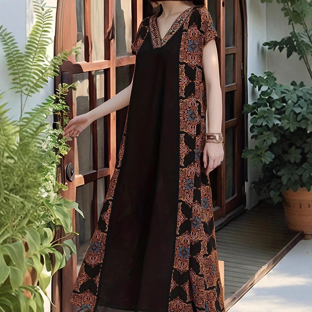 Damen Maxikleid mit aufwendigen Stickdetails und fließendem Schnitt Drune