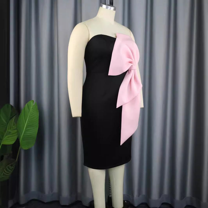 Damen Elegantes Wickelkleid mit übergroßer Schleifenapplikation Drune