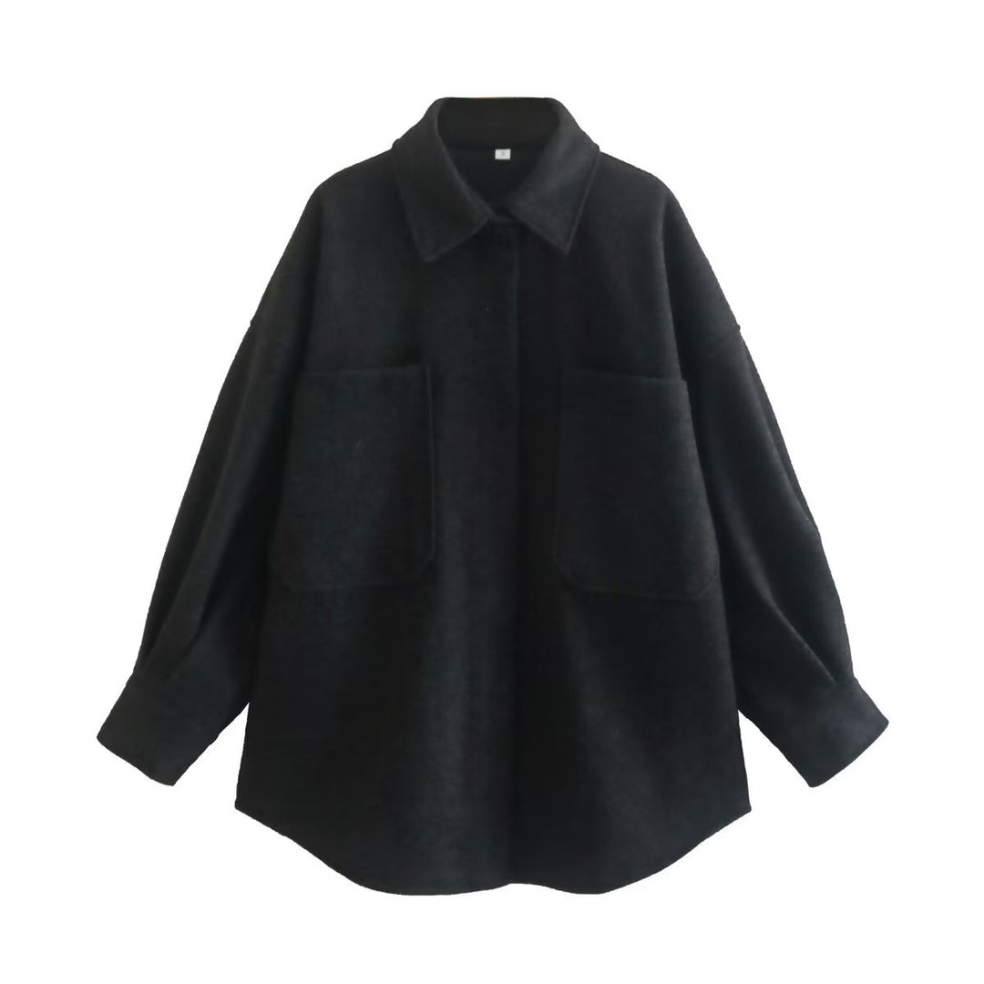 Damen nan kastige Hemdjacke im Oversize Cut mit großen aufgesetzten Taschen und abgerundetem Saum Drune