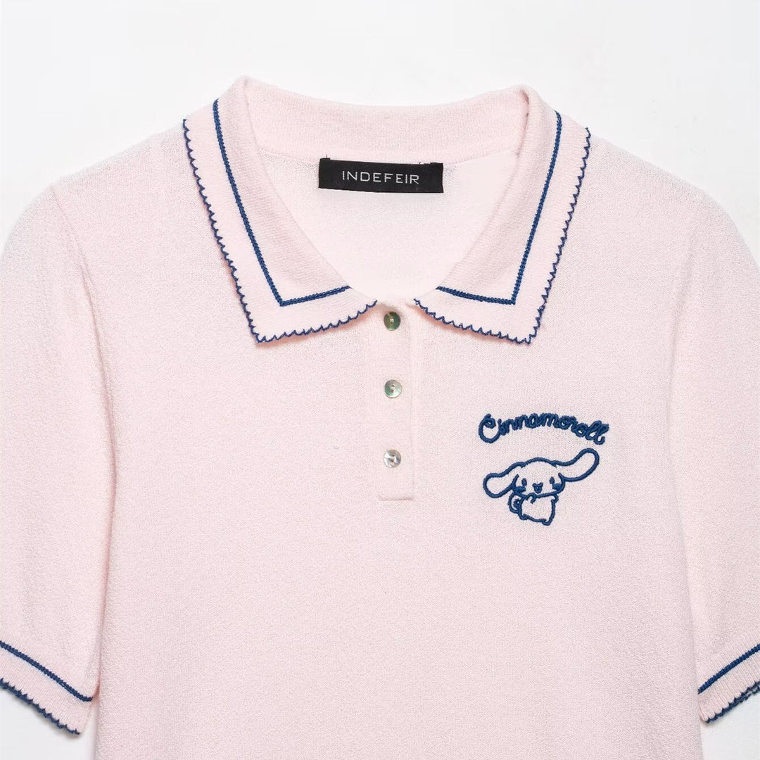 Damen Polo-Shirt mit feiner Struktur und gesticktem Motiv Drune