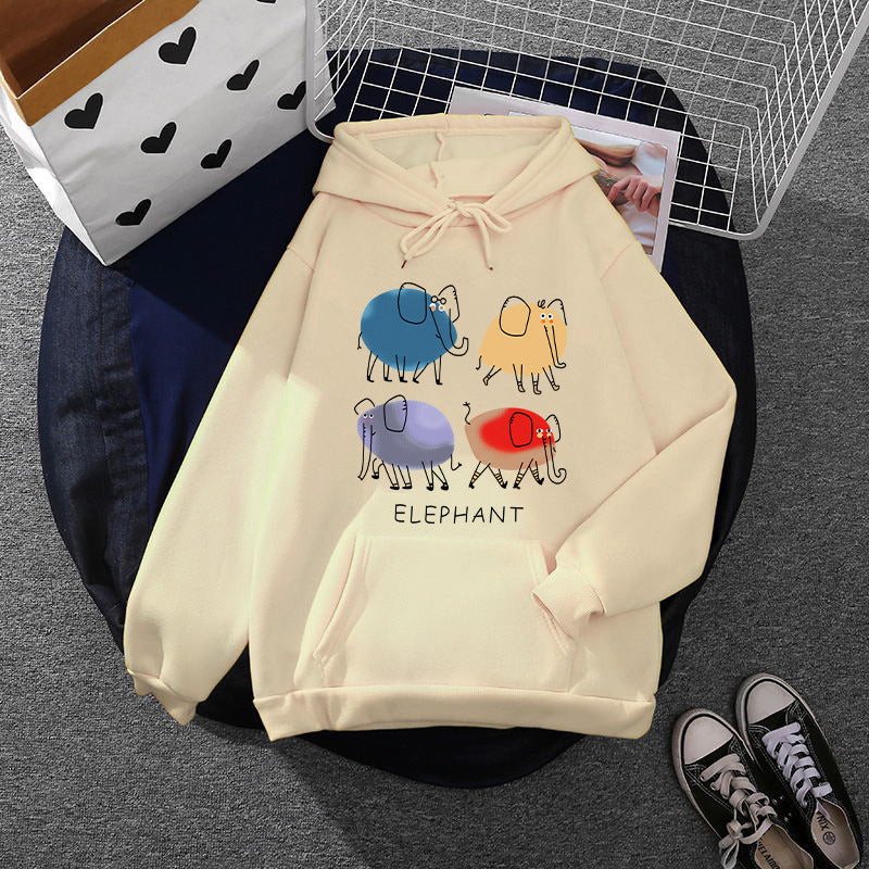 Damen nan Kapuzenpullover mit minimalistischer Grafik, lockerer Oversize-Passform und Kängurutasche Drune