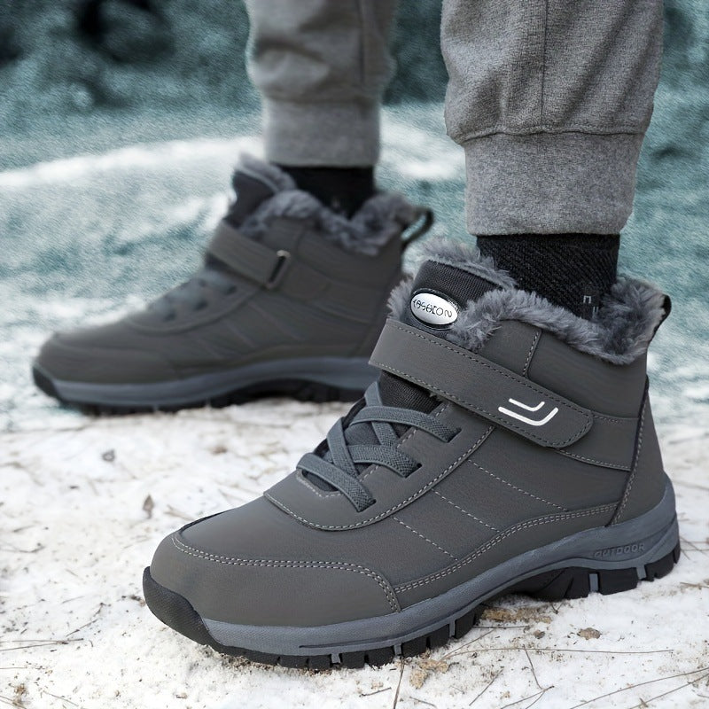 Herren Gefütterte Winter‑Trekking‑Boots mit Klettverschluss und Kunstfellfutter Drune