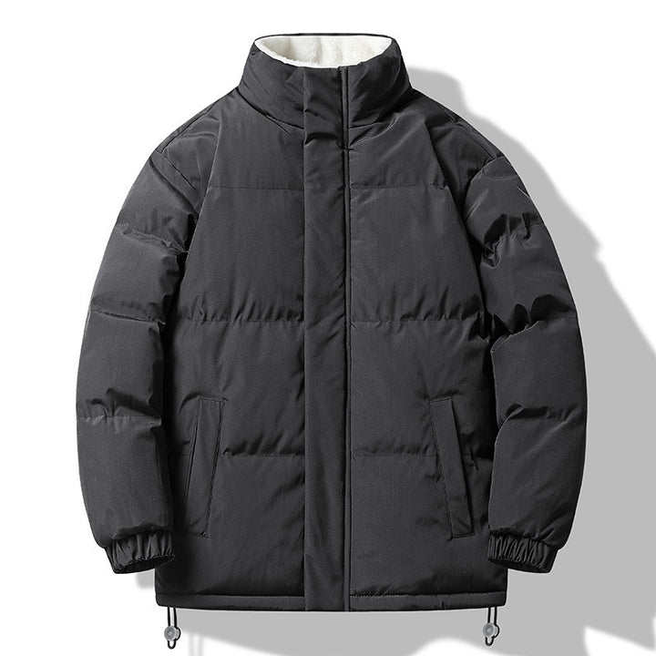 Herren Wattierter Kurzparka mit hohem Stehkragen Teddyfutter elastischen Bündchen und Kordelzug Drune
