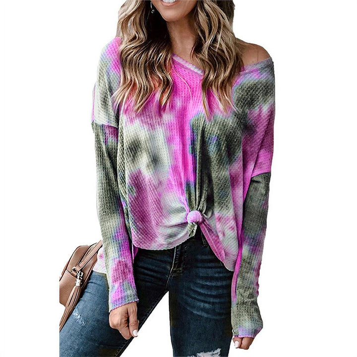 Damen lässiges Oversized Oberteil mit Spitzenhemd Detail und modischem Knoten Drune