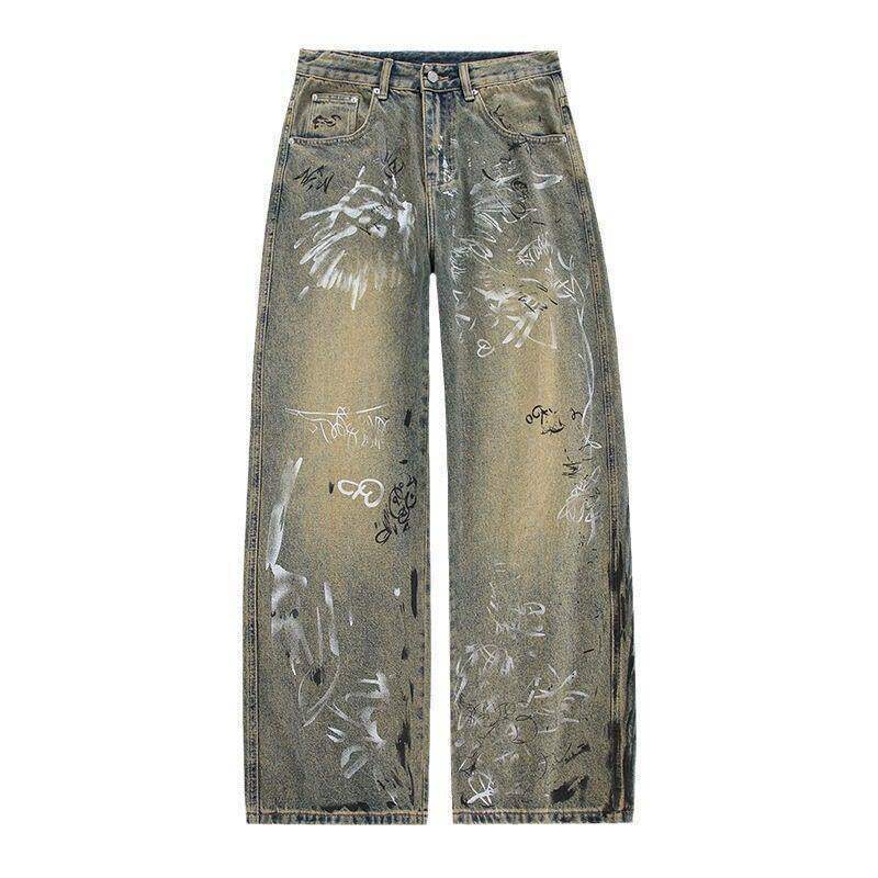 Damen Modische Graffiti Jeans Drune