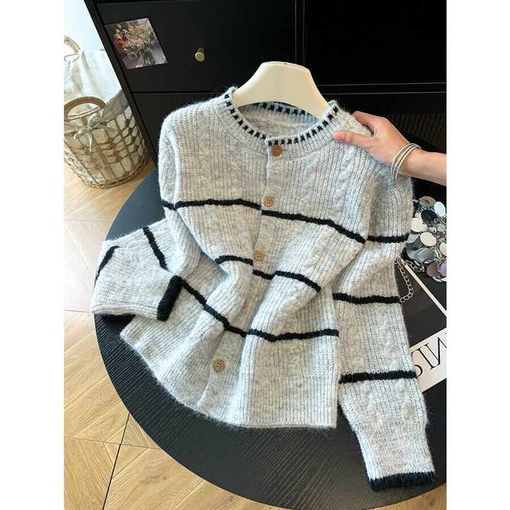 Damen Gemütlicher Strickcardigan mit Knopfleiste Drune