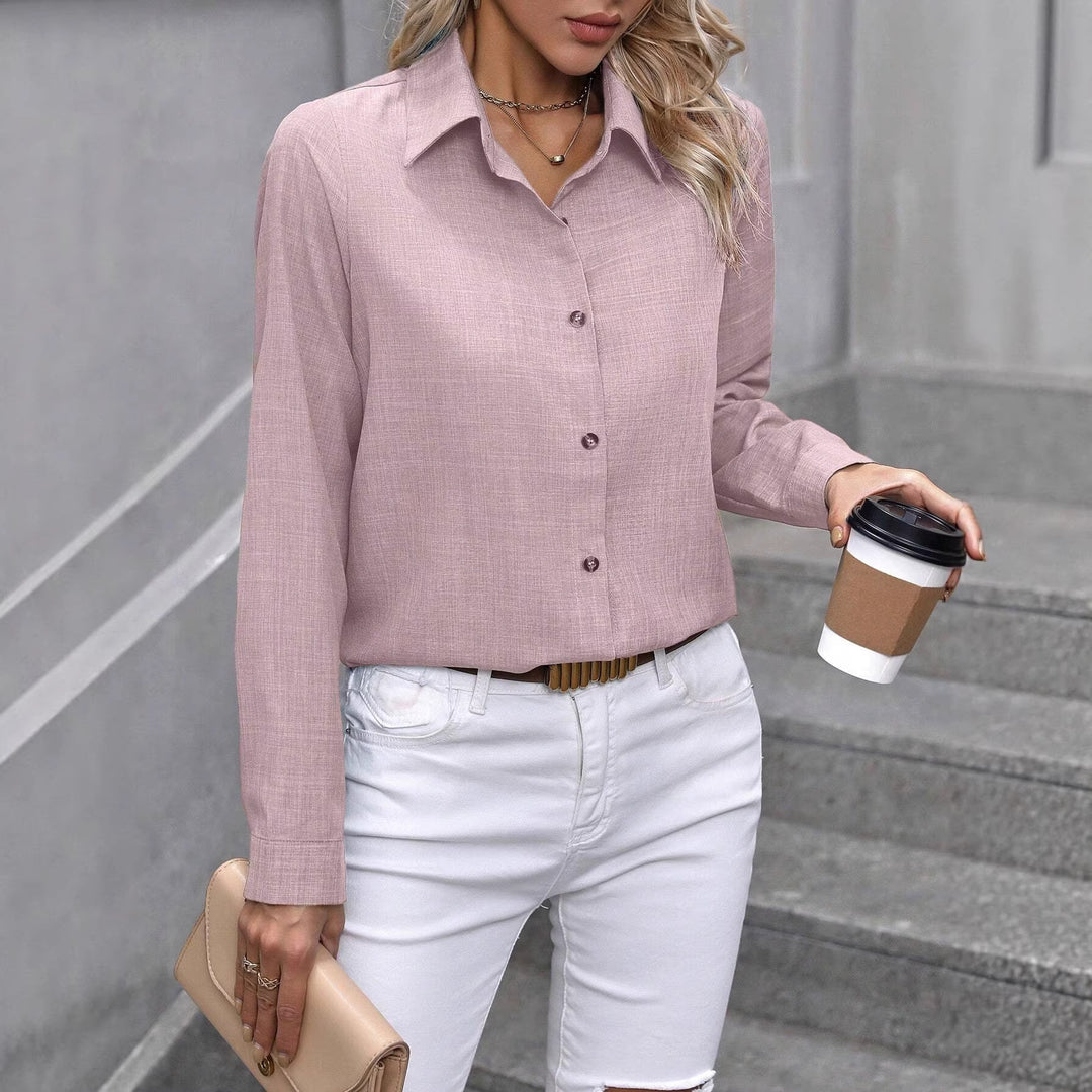 Damen Leichte Hemdbluse aus Leinenoptik mit klassischem Kragen und geradem Schnitt Drune