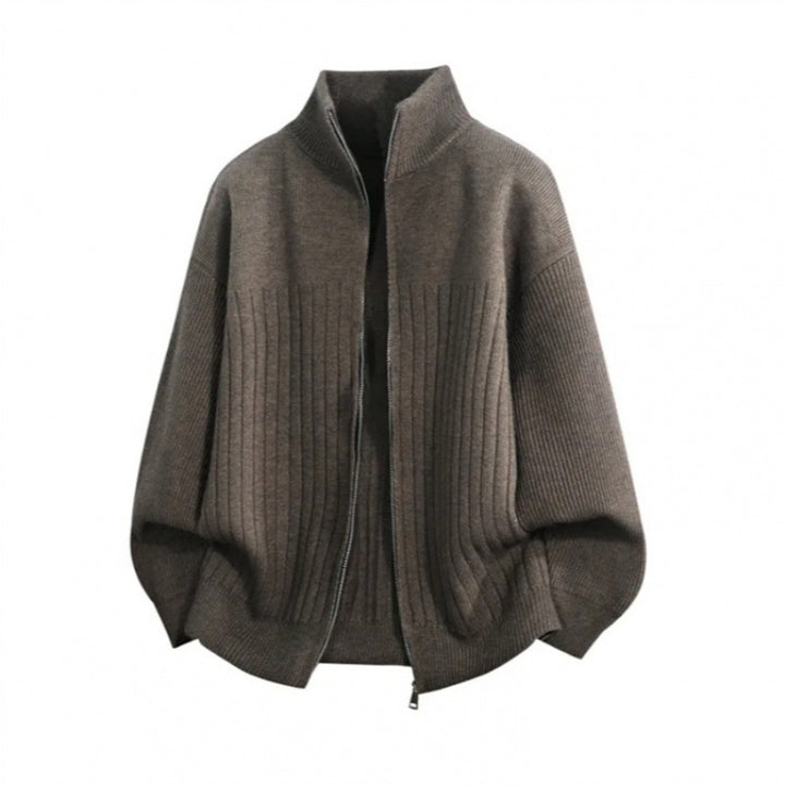 Herren modische Strickjacke mit hohem Kragen und strukturiertem Design Drune