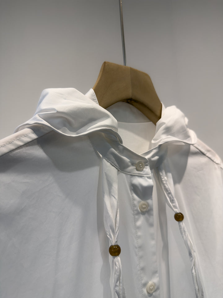 Damen Stylisches Kapuzenhemd mit Knöpfen Drune