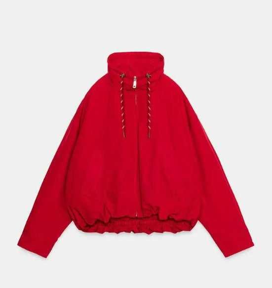 Damen Kurze Outdoor‑Blousonjacke mit hohem Stehkragen, Kordelzug und Gummizugsaum Drune