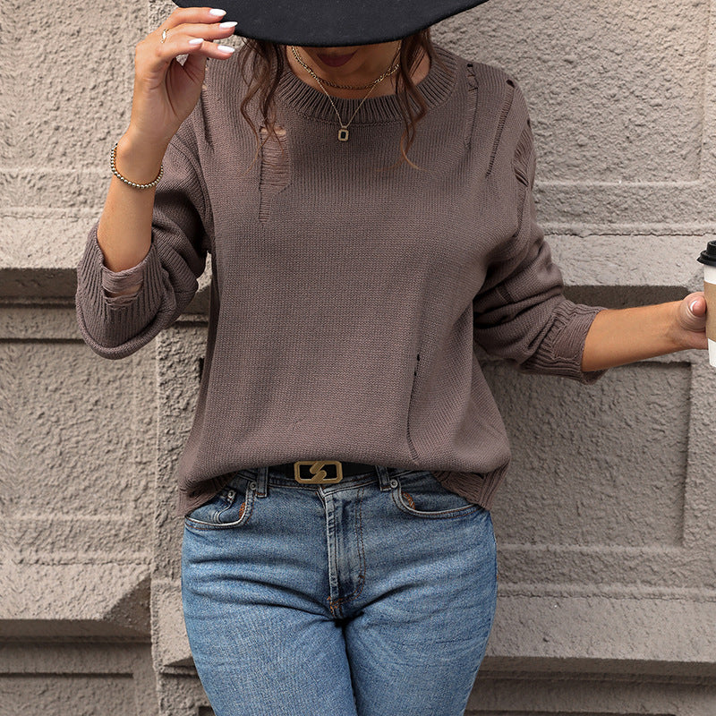 Damen Modischer Pullover mit besonderen Ausschnitten Drune