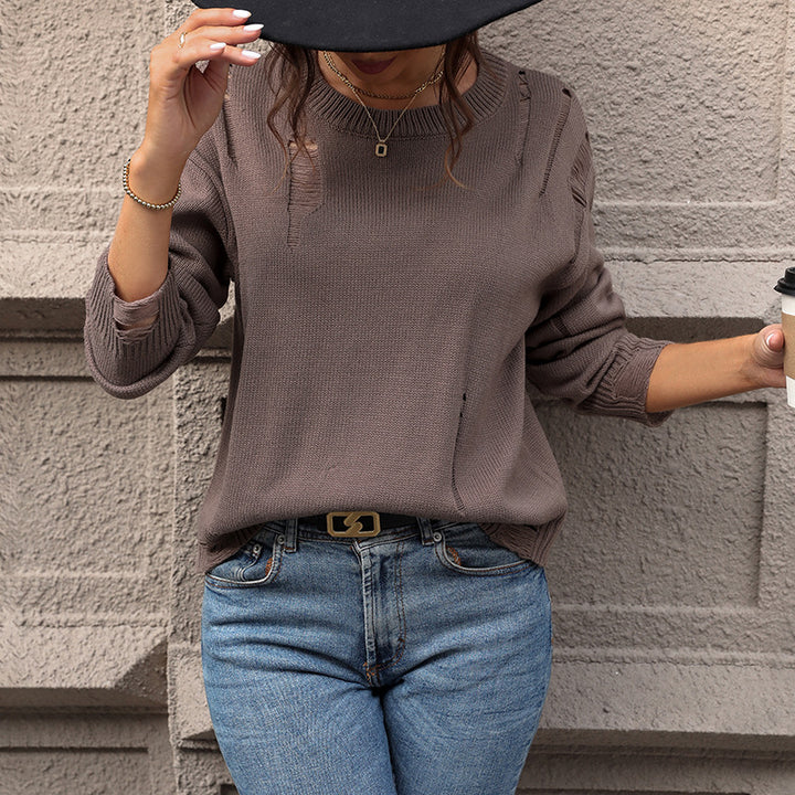 Damen Modischer Pullover mit besonderen Ausschnitten Drune