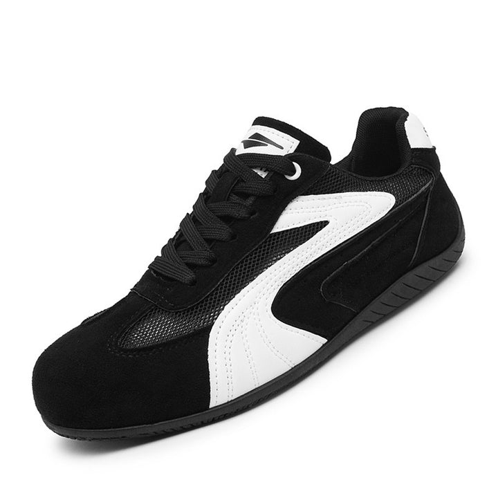 Damen retro-angehauchte Veloursleder-Sneaker mit atmungsaktivem Mesh-Einsatz und rutschfester Gummilaufsohle Drune