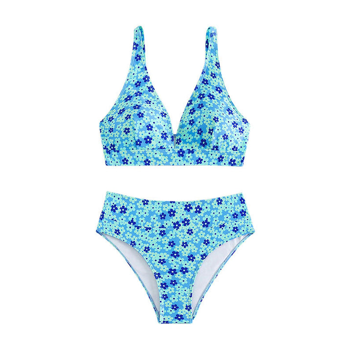 Damen Hochgeschnittener Bikini mit floralem Muster Drune