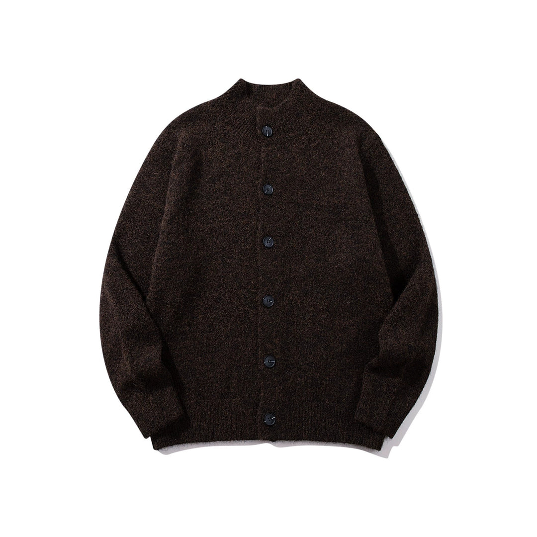 Unisex Grobgestrickte Bouclé-Cardigan mit Stehkragen und Knopfleiste Drune