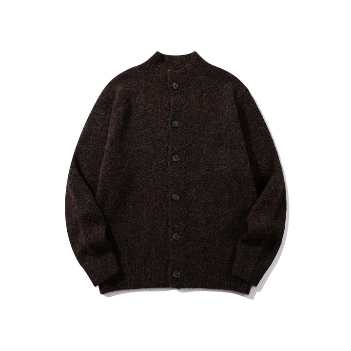 Unisex Grobgestrickte Bouclé-Cardigan mit Stehkragen und Knopfleiste Drune
