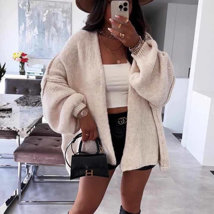 Damen Strickjacke mit oversize Schnitt und voluminösen Ärmeln Drune