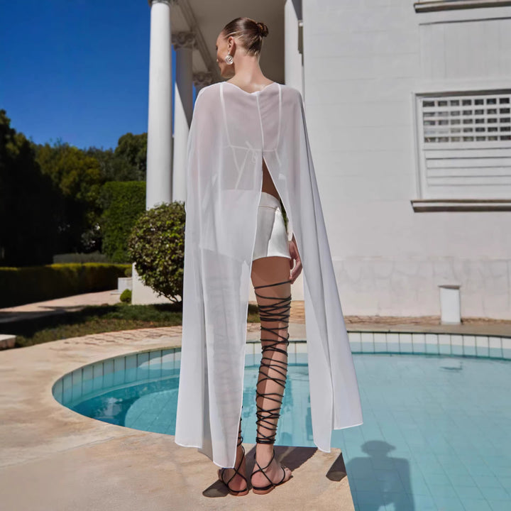 Damen transparentes Strand-Outfit mit modischen Längen und Schnürdetails Drune