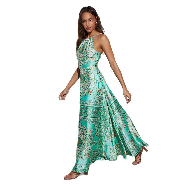 Damen Maxikleid mit verspielt floralem Design und schwingendem Rock Drune