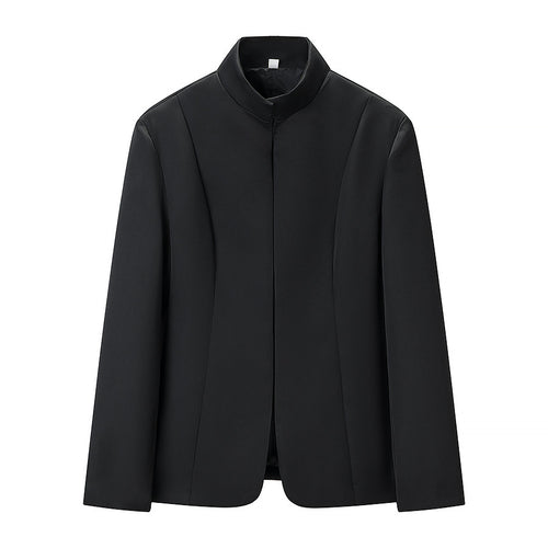 Herren Schmal geschnittener Sakko-Kurzblazer mit Stehkragen und minimalistischem Verschluss Drune