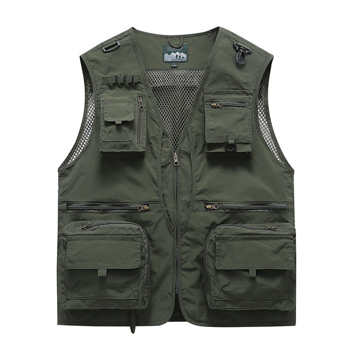 Unisex multifunktionale Utility-Weste mit zahlreichen Taschen, D‑Ringen und atmungsaktivem Mesh Drune