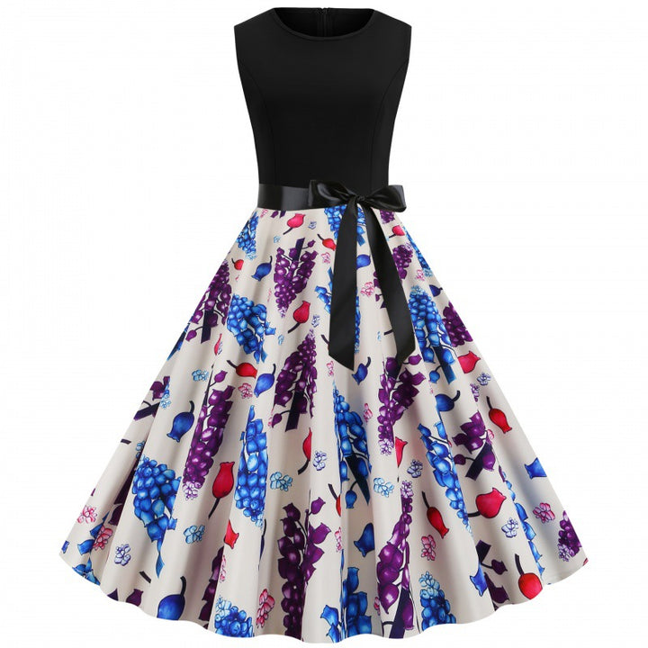 Damen Swingkleid mit floralem Muster und Taillengürtel Drune