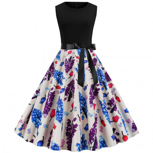 Damen Swingkleid mit floralem Muster und Taillengürtel Drune