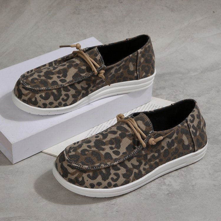 Damen Modische Loafers mit Leo-Muster Drune