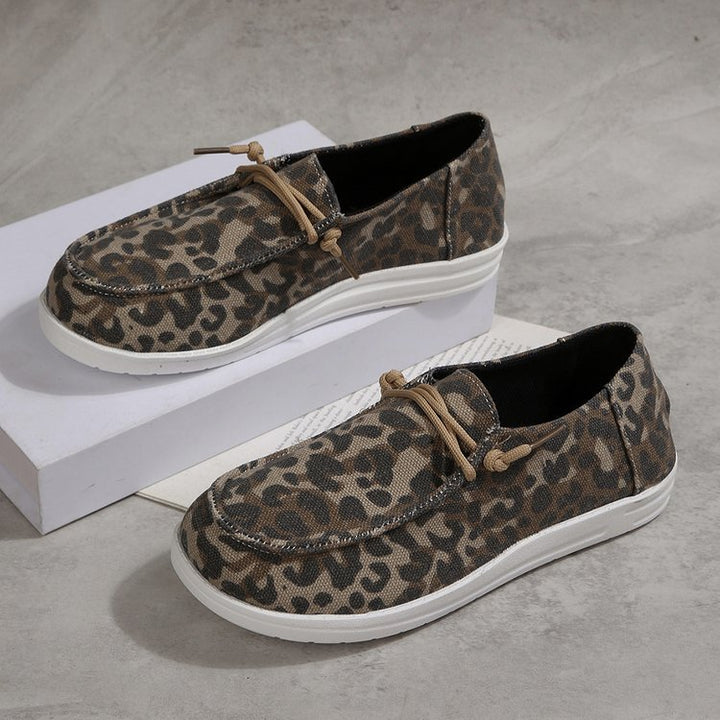 Damen Modische Loafers mit Leo-Muster Drune