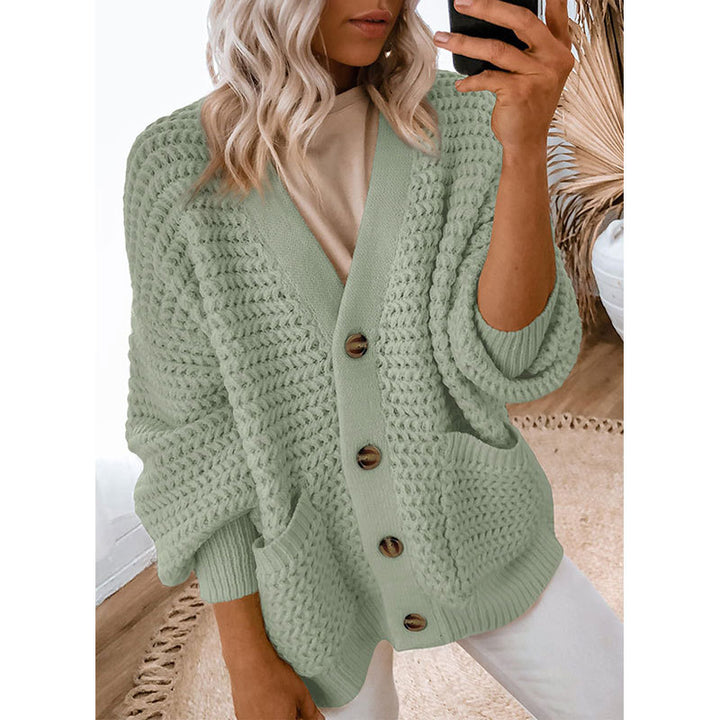 Damen Strickjacke mit dicker Textur und Knopfdetails Drune