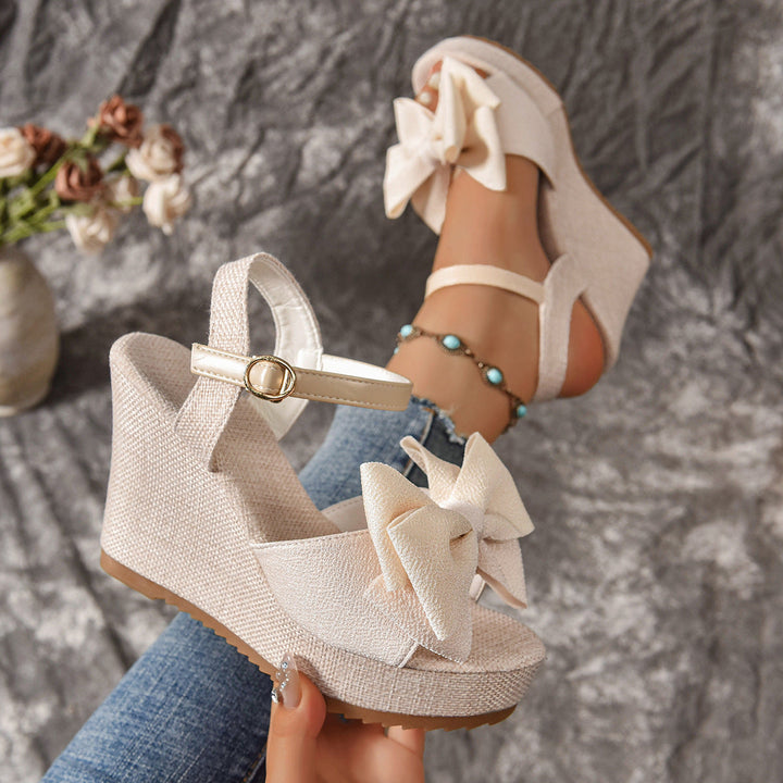 Damen Plateau Sandalen mit dekorativem Schleifen-Design Drune