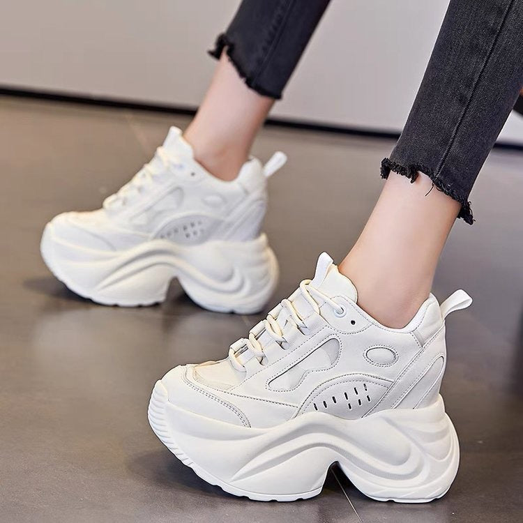 Damen sportliche Chunky Sneakers mit extragroßer Plateau-Sohle Drune