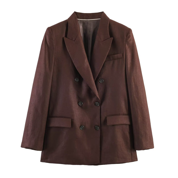 Damen Doppelreihiger Blazer mit gerade geschnittener Anzughose Drune