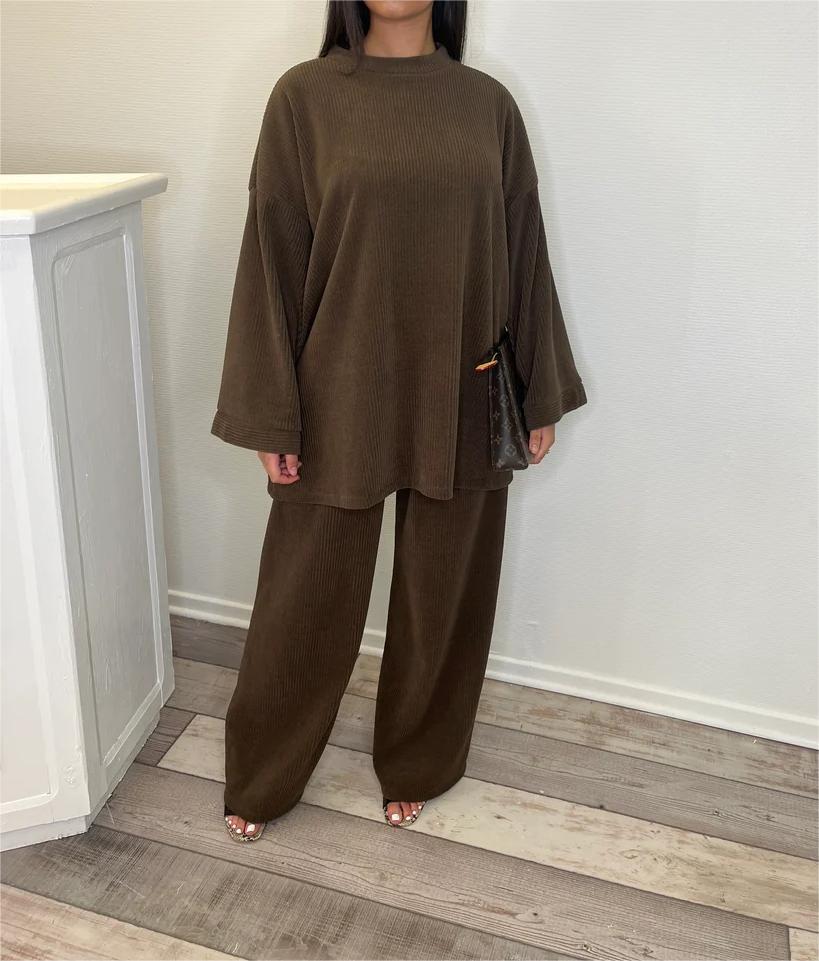Damen Bequemes und stylisches Lounge-Set aus Rippstrick Drune
