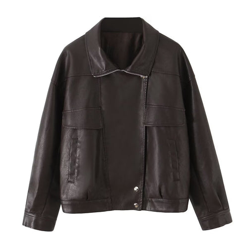 Damen Kunstlederjacke mit modernem Design und praktischen Taschen Drune