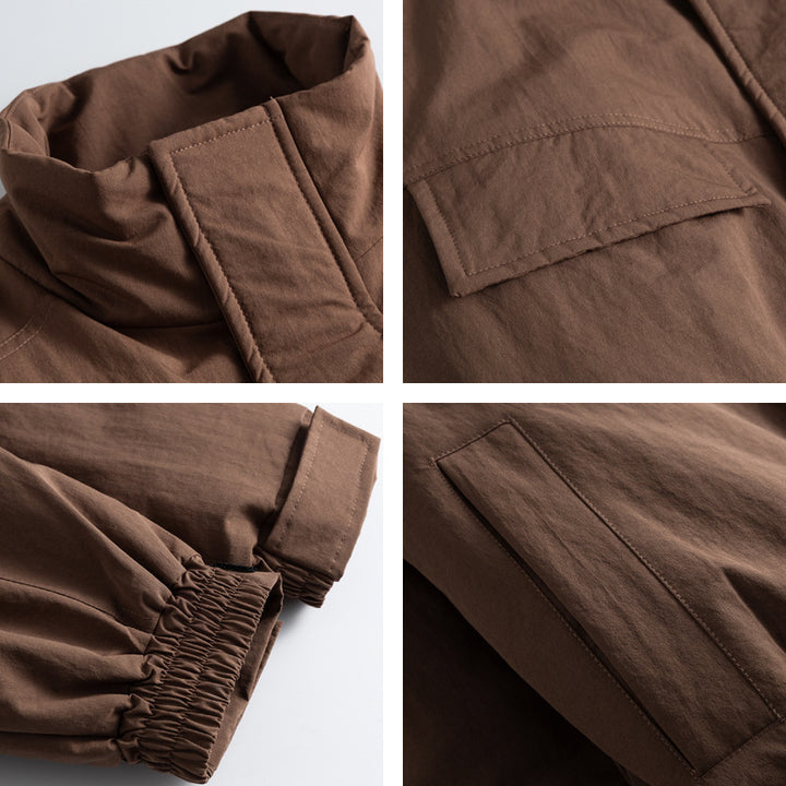 Herren Boxy-Fieldjacke mit hohem Stehkragen, wattierter Innenlage und aufgesetzten Pattentaschen Drune