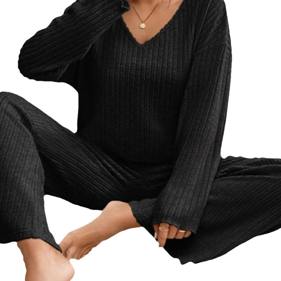Damen Lässiges Strickoberteil und Hosen Set Drune