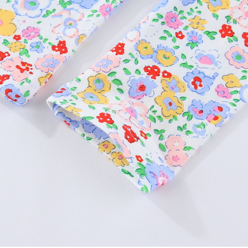 Mädchen Leggings mit buntem Blumendruck Drune