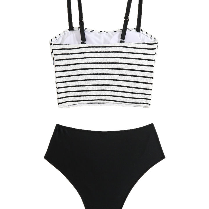Damen Hochtailliertes Bikini-Set mit gestreiftem Oberteil Drune