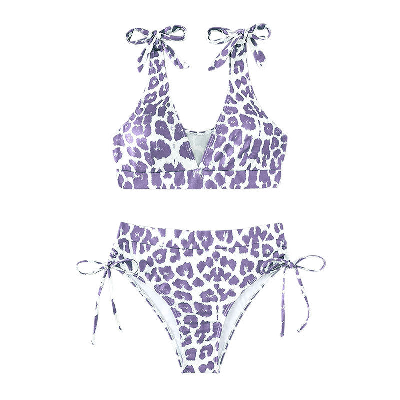 Damen Hochgeschnittener Bikini mit sportlichem Design und verspielten Bindebändern Drune