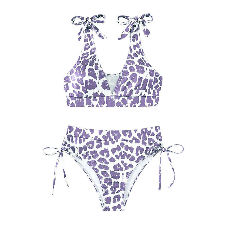 Damen Hochgeschnittener Bikini mit sportlichem Design und verspielten Bindebändern Drune