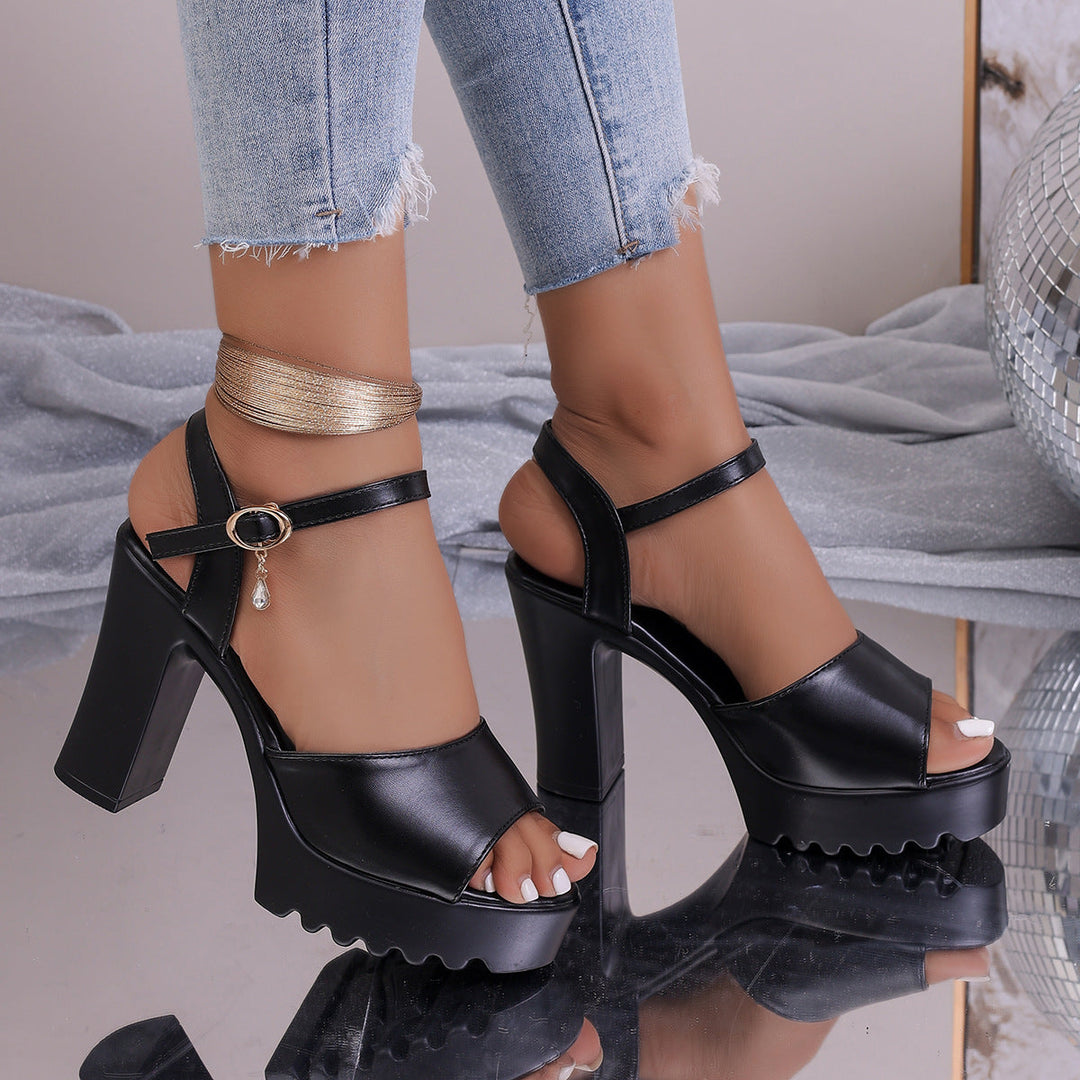 Damen Elegante Plateau-Sandalen mit Klickverschluss Drune