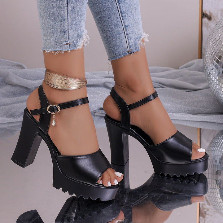 Damen Elegante Plateau-Sandalen mit Klickverschluss Drune