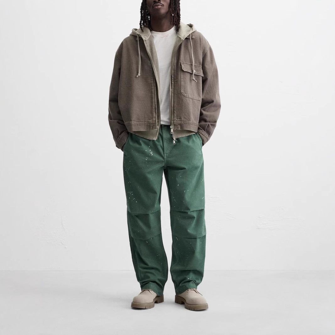 Herren Kurzblouson aus Canvas mit gehäkeltem Kontrastkragen Drune