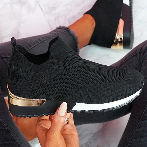 Damen Sockensneaker mit gestricktem Obermaterial und Keilsohle Drune