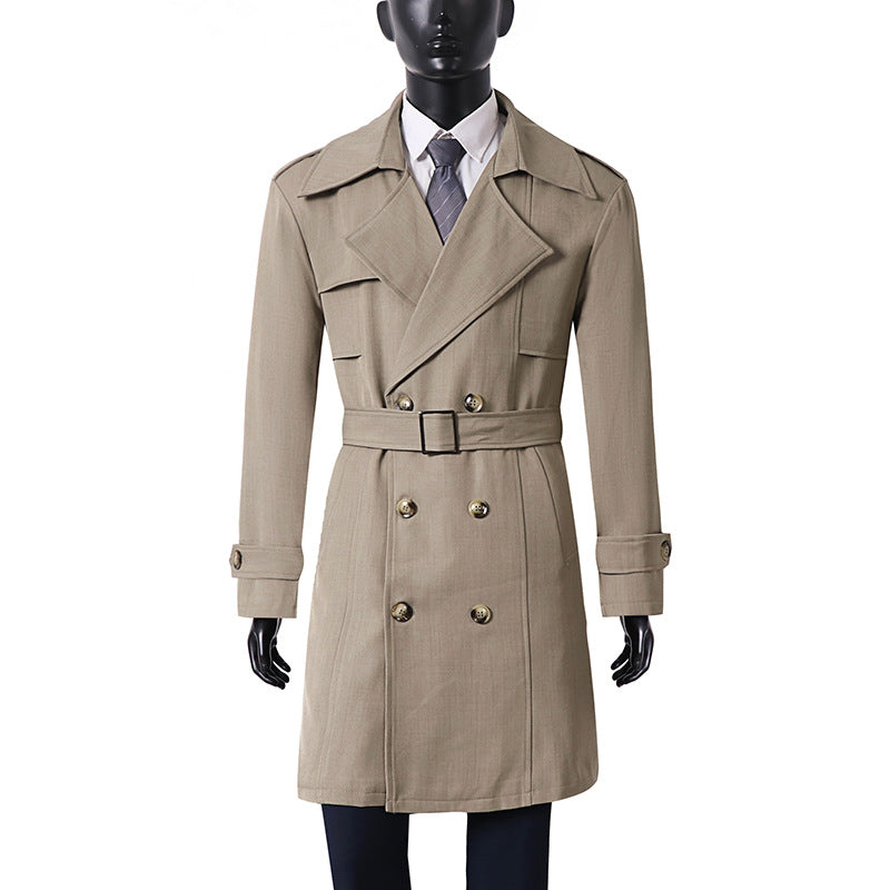 Damen Doppelreihiger Trenchcoat mit weitem Schalkragen und Epauletten Drune
