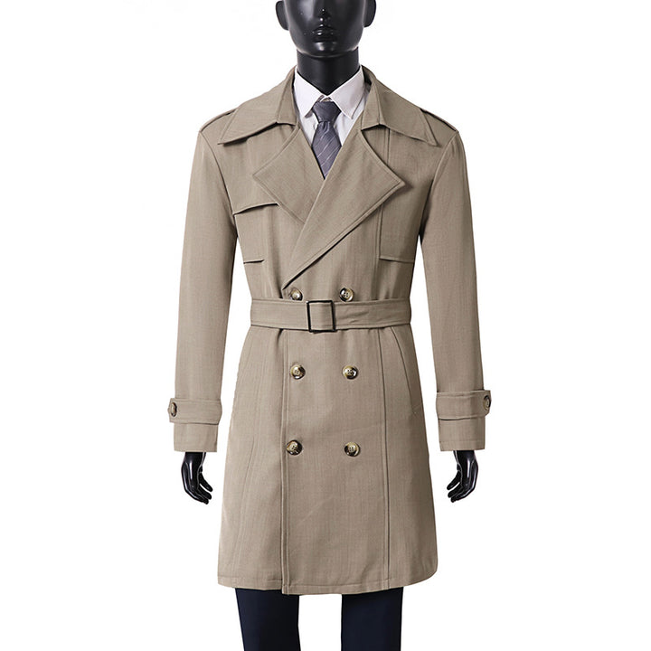 Damen Doppelreihiger Trenchcoat mit weitem Schalkragen und Epauletten Drune