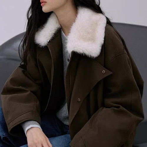 Damen Modische und bequeme Übergangsjacke mit Teddykragen Drune