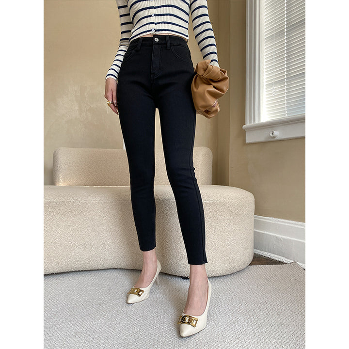 Damen Figurbetonte Jeans mit hohem Bund Drune