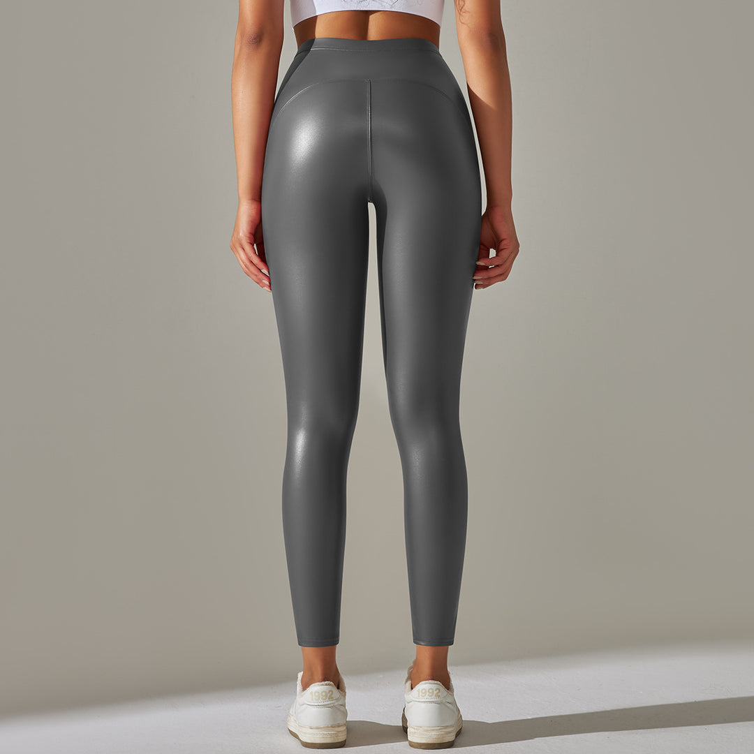 Damen Hochtaillierte, glänzende Fitness-Leggings mit sculptierendem Effekt Drune